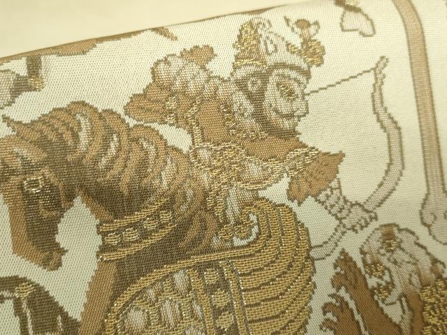 平和屋本店■最高級　人間国宝　北村武資　経錦　六通柄袋帯　狩猟紋　利休茶色地　金糸　逸品　DZAA8565kh5