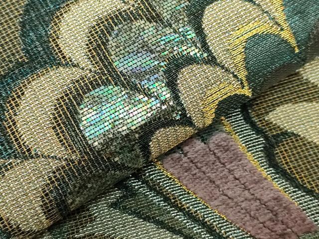 平和屋着物●極上 両面 六通柄袋帯 モール 螺鈿箔 孔雀羽文 狩猟文 金銀糸 逸品 DZAA8573kh5