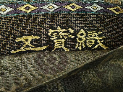平和屋着物●極上 両面 六通柄袋帯 モール 螺鈿箔 孔雀羽文 狩猟文 金銀糸 逸品 DZAA8573kh5