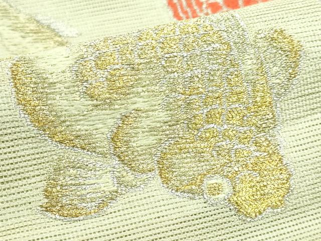 平和屋着物■極上　夏物　アンティーク　大正ロマン　九寸名古屋帯　唐織　金魚　金銀糸　逸品　DZAA8587kh5