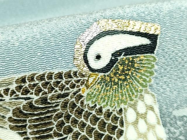 平和屋着物□極上 人間国宝・羽田登喜男 九寸名古屋帯 鴛鴦花文