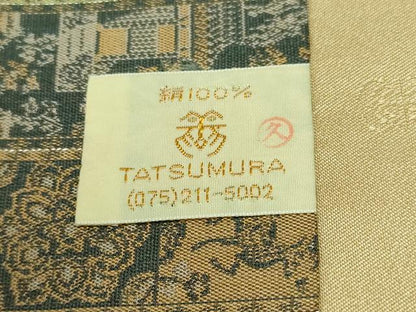平和屋着物●極上 龍村美術織物 九寸開き名古屋帯 紅牙瑞錦 逸品 DZAA8623kh5