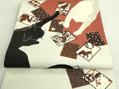平和屋着物■極上　太鼓柄　京袋帯　WAKKA　ワッカ　猫　かるた　遊禅庵　逸品　未使用　DZAA8634kh5
