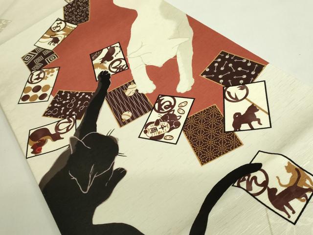 平和屋着物■極上　太鼓柄　京袋帯　WAKKA　ワッカ　猫　かるた　遊禅庵　逸品　未使用　DZAA8634kh5