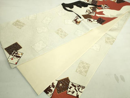 平和屋着物■極上　太鼓柄　京袋帯　WAKKA　ワッカ　猫　かるた　遊禅庵　逸品　未使用　DZAA8634kh5