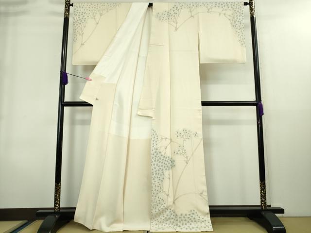 平和屋本店■極上 本加賀友禅作家 由水煌人 訪問着・長襦袢(袷)セット 寿光織 千代菊 鳥の子色地 さが美扱い　冊子付き　逸品　DZAA8655kh5