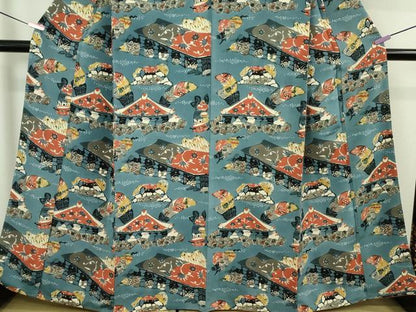 平和屋本店●超希少　人間国宝　芹沢圭介　型絵染　付下げ小紋　壺屋の實文　鬼しぼ縮緬　色紙付き　落款あり　逸品　DZAA8661kh5