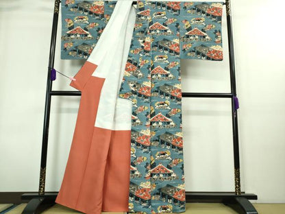 平和屋本店●超希少　人間国宝　芹沢圭介　型絵染　付下げ小紋　壺屋の實文　鬼しぼ縮緬　色紙付き　落款あり　逸品　DZAA8661kh5