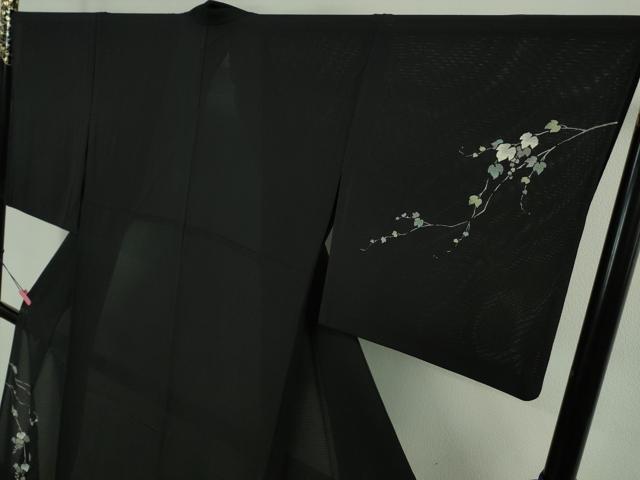 平和屋着物＊極上 夏物 訪問着 絽縮緬 蔦の葉文 黒地 金彩 逸品 DZAA8666kh5