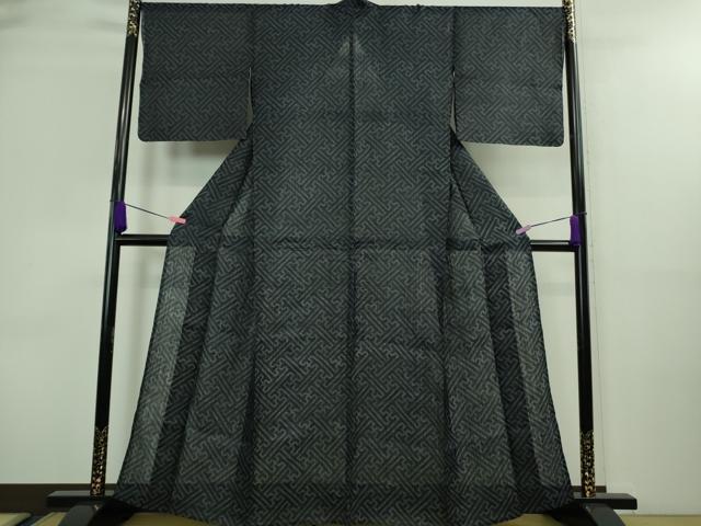平和屋本店＊極上 夏物 重要無形文化財 本場宮古上布 苧麻 紗綾形 濃藍色地 逸品 DZAA8667kh5