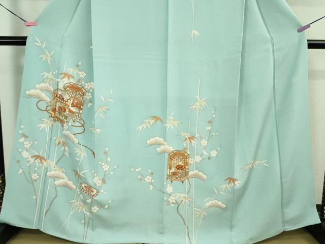 平和屋本店■極上　創業460年・千總　訪問着　駒刺繍　貝桶吉祥花文　水色地　金彩　高島屋扱い　逸品　DZAA8668kh5