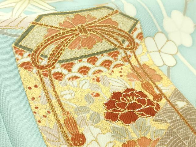平和屋本店■極上　創業460年・千總　訪問着　駒刺繍　貝桶吉祥花文　水色地　金彩　高島屋扱い　逸品　DZAA8668kh5