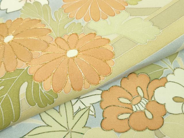 平和屋本店■極上　創業460年・千總　訪問着　ロング丈　駒刺繍　花舟　フロスティーブルー色地　金彩　逸品　DZAA8670kh5