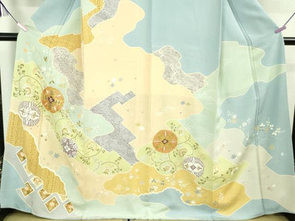 平和屋本店■極上　創業460年・千總　訪問着　駒刺繍　道長花唐草文　勿忘草色地　金彩　逸品　DZAA8671kh5