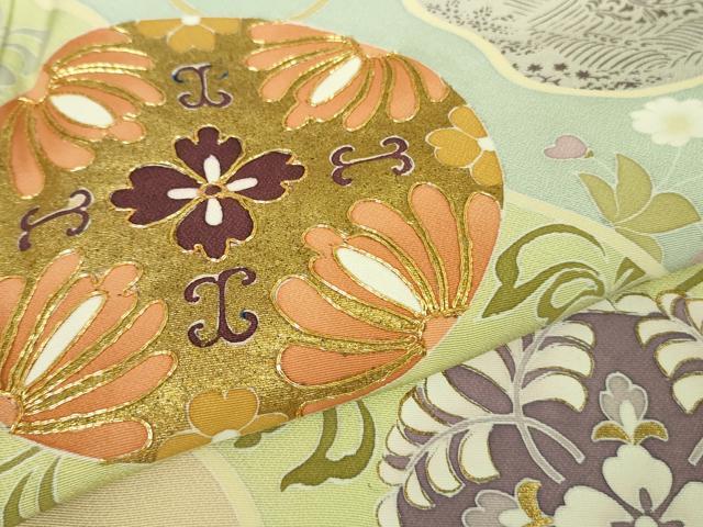 平和屋本店■極上　創業460年・千總　訪問着　駒刺繍　道長花唐草文　勿忘草色地　金彩　逸品　DZAA8671kh5