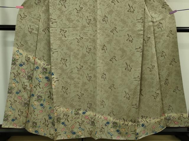 平和屋本店●最高級　城間栄順　本場琉球紅型　訪問着　草花文　薄い灰汁色地　逸品　DZAA8672kh5