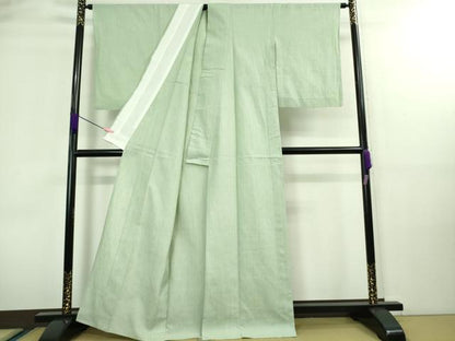 平和屋本店■希少　夏物　本場結城上布　本場結城紬技術保持者　野村半平　夏結城　色無地　青磁鼠色　証紙付き　逸品　DZAA8675kh5