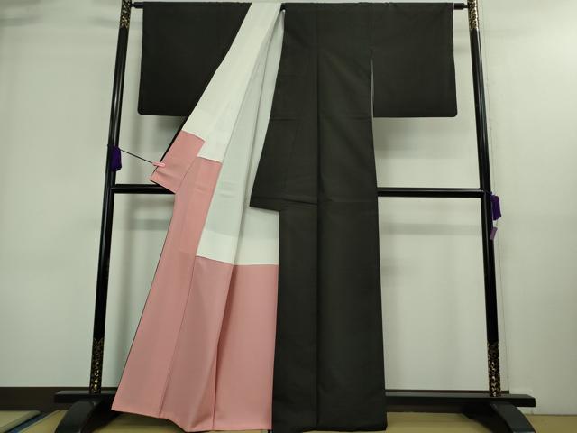 平和屋本店■極上　白泥染の第一人者・絣の魔術師 恵積五郎 本場大島紬 恵大島織物謹製 白恵色泥 無地　黒地　証紙付き　逸品　DZAA8677kh5