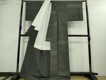 平和屋本店■極上　綿薩摩　東郷織物謹製　手織　160亀甲　綿　羊羹色地　逸品　DZAA8680kh5