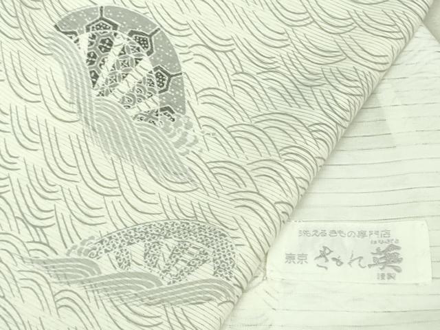 平和屋着物＊極上 夏物 洗える最高級着物 ＜英＞はなぶさ謹製 小紋 絽 片輪車 立波 白地 逸品 DZAA8684kh5