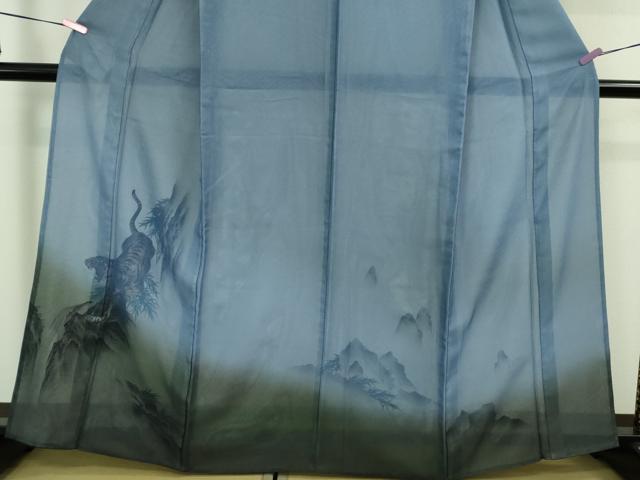 平和屋本店▽極上 訪問着 無双 紗袷 紗×絽 手描き 螺鈿箔 虎 トラ 暈し染め 逸品 DZAA8685kh5
