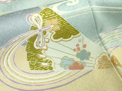 平和屋本店■極上　創業460年・千總　訪問着　駒刺繍　檜扇　貝合わせ　白藍色地　暈し染め　金彩　ロング丈　逸品　DZAA8692kh5