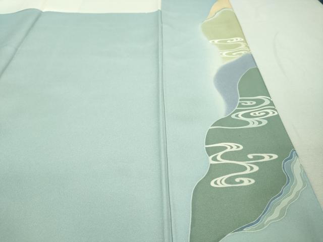 平和屋本店■極上　創業460年・千總　訪問着　駒刺繍　檜扇　貝合わせ　白藍色地　暈し染め　金彩　ロング丈　逸品　DZAA8692kh5
