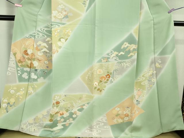平和屋本店●極上　創業460年・千總　訪問着　駒刺繍　吉祥花文　裏葉柳色地　暈し染め　金彩　大丸扱い　逸品　DZAA8694kh5