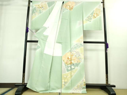 平和屋本店●極上　創業460年・千總　訪問着　駒刺繍　吉祥花文　裏葉柳色地　暈し染め　金彩　大丸扱い　逸品　DZAA8694kh5