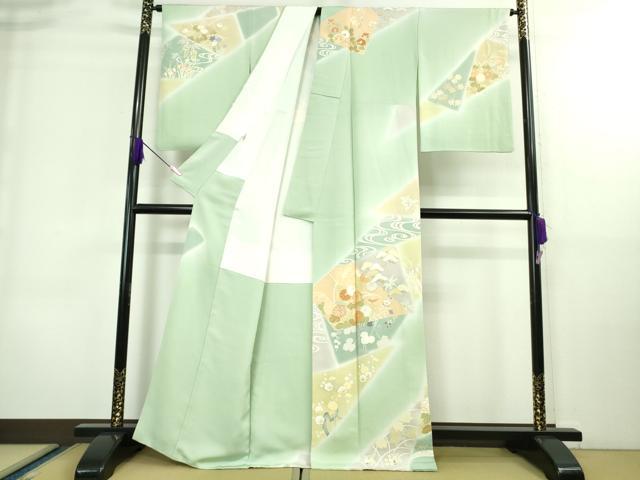 平和屋本店●極上　創業460年・千總　訪問着　駒刺繍　吉祥花文　裏葉柳色地　暈し染め　金彩　大丸扱い　逸品　DZAA8694kh5