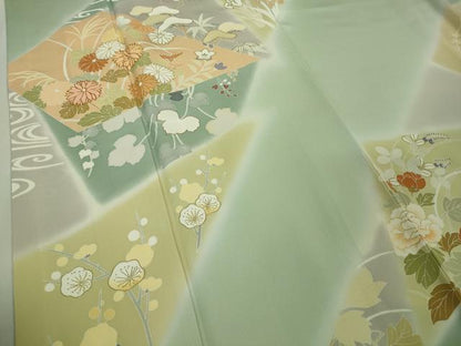 平和屋本店●極上　創業460年・千總　訪問着　駒刺繍　吉祥花文　裏葉柳色地　暈し染め　金彩　大丸扱い　逸品　DZAA8694kh5