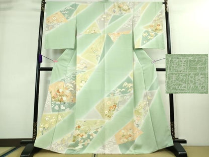 平和屋本店●極上　創業460年・千總　訪問着　駒刺繍　吉祥花文　裏葉柳色地　暈し染め　金彩　大丸扱い　逸品　DZAA8694kh5