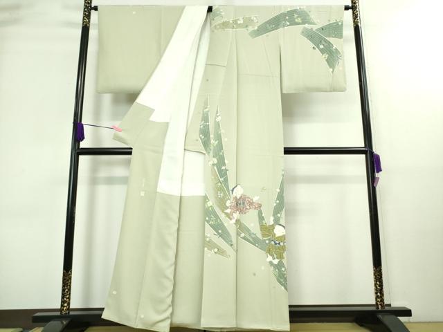 平和屋本店■極上　二代目・由水十久　本加賀友禅　訪問着　喜華　童子　白緑色地　逸品　DZAA8699kh5