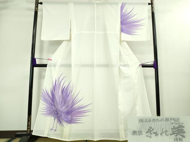 平和屋本店＊極上 夏物 洗える最高級着物 ＜英＞はなぶさ謹製 訪問着 絽 孔雀 銀彩 逸品 DZAA8702kh5