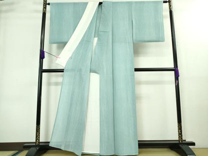 平和屋本店■極上　夏物　銀座もとじ　小紋　縦絽　縮緬地　浅縹色　逸品　DZAA8703kh5