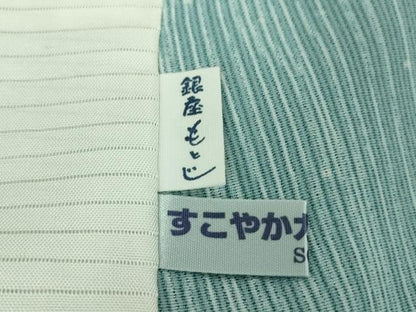 平和屋本店■極上　夏物　銀座もとじ　小紋　縦絽　縮緬地　浅縹色　逸品　DZAA8703kh5