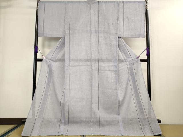 平和屋着物＊極上 夏物 本場小千谷ちぢ麻 麻 ロング丈 間道 藤鼠色地 逸品 DZAA8704kh5