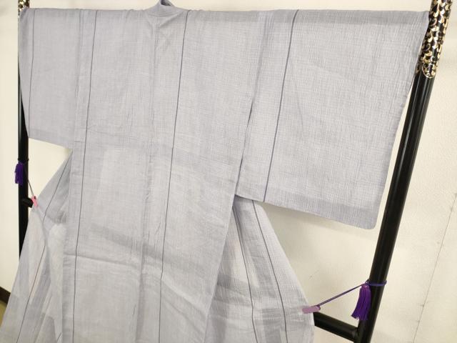 平和屋着物＊極上 夏物 本場小千谷ちぢ麻 麻 ロング丈 間道 藤鼠色地 逸品 DZAA8704kh5