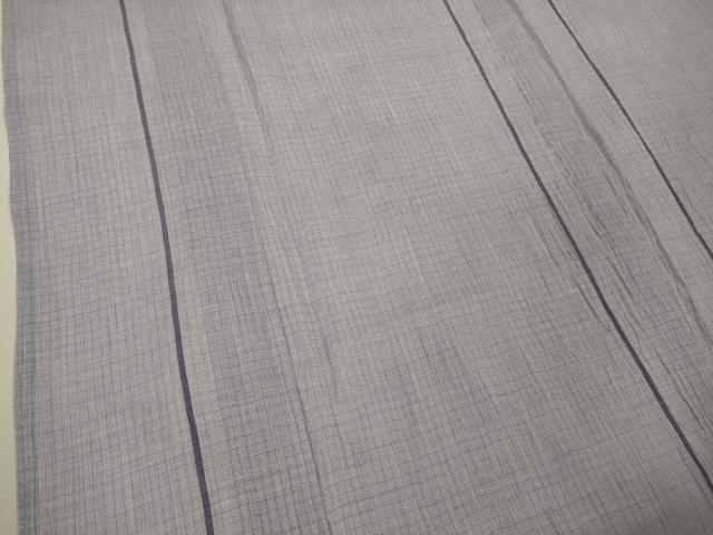 平和屋着物＊極上 夏物 本場小千谷ちぢ麻 麻 ロング丈 間道 藤鼠色地 逸品 DZAA8704kh5