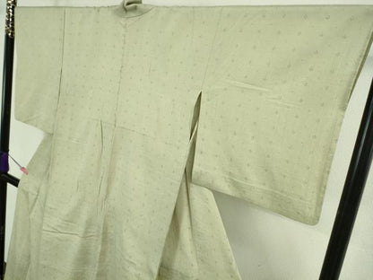平和屋着物▽極上 結城紬 単衣 はたおり娘 奥順謹製 色無地 柳鼠色 反端付き 逸品 DZAA8708kh5