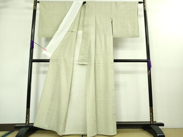 平和屋着物▽極上 結城紬 単衣 はたおり娘 奥順謹製 色無地 柳鼠色 反端付き 逸品 DZAA8708kh5