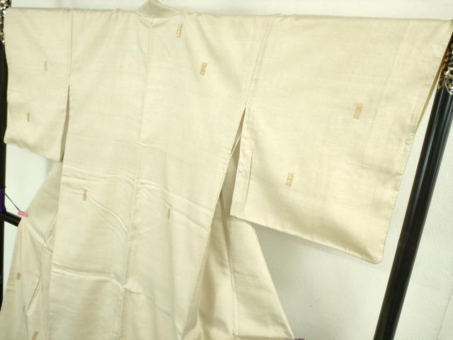 平和屋本店■極上　京都染織メーカー・貴久樹謹製 野蚕糸 ナチュラルタッサー ムガシルク 訪問着 短冊文 練色地 金銀彩　逸品　DZAA8709kh5