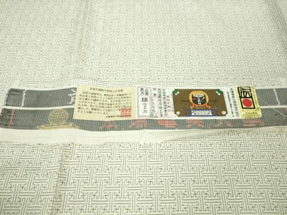 平和屋本店■希少　本場大島紬　龍郷絣　秋名バラ　白大島　単衣　前田紬謹製　証紙付き　逸品　DZAA8710kh5