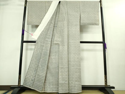 平和屋着物▽極上 石川県指定無形文化財 牛首紬 白山工房 手織り 単衣 格子 証紙付き 逸品 DZAA8717kh5