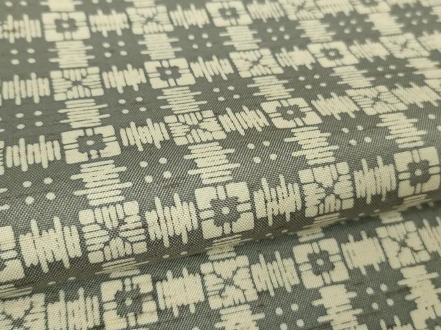 平和屋着物▽極上 石川県指定無形文化財 牛首紬 白山工房 手織り 単衣 格子 証紙付き 逸品 DZAA8717kh5
