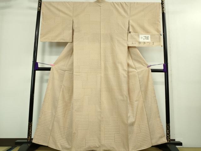 平和屋本店■極上　綿薩摩　東郷織物謹製　手織絣　實篤　純綿織物　薄香色地　証紙付き　逸品　未使用　DZAA8719kh5