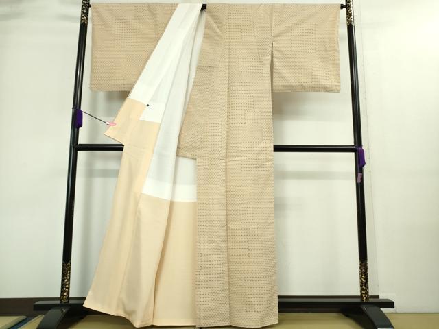 平和屋本店■極上　綿薩摩　東郷織物謹製　手織絣　實篤　純綿織物　薄香色地　証紙付き　逸品　未使用　DZAA8719kh5