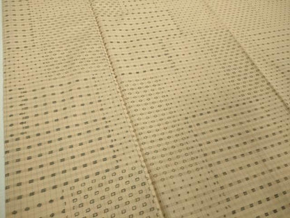 平和屋本店■極上　綿薩摩　東郷織物謹製　手織絣　實篤　純綿織物　薄香色地　証紙付き　逸品　未使用　DZAA8719kh5