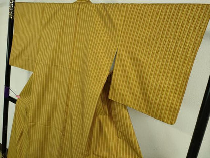 平和屋本店■超希少　本場黄八丈　東京都無形文化財　山下めゆ　紬　市松綾織　反端・タグ付き　逸品　DZAA8720kh5