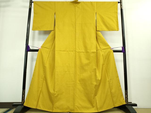 平和屋本店■超希少　本場黄八丈　東京都無形文化財　山下めゆ　紬　市松綾織　タグ付き　逸品　DZAA8721kh5